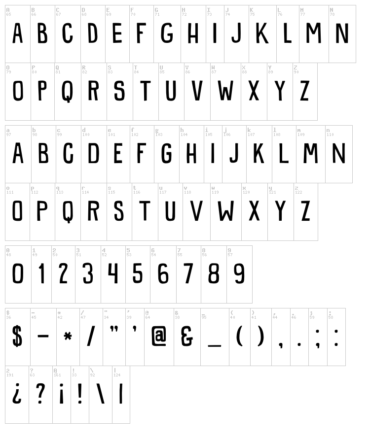 DK Snemand font map